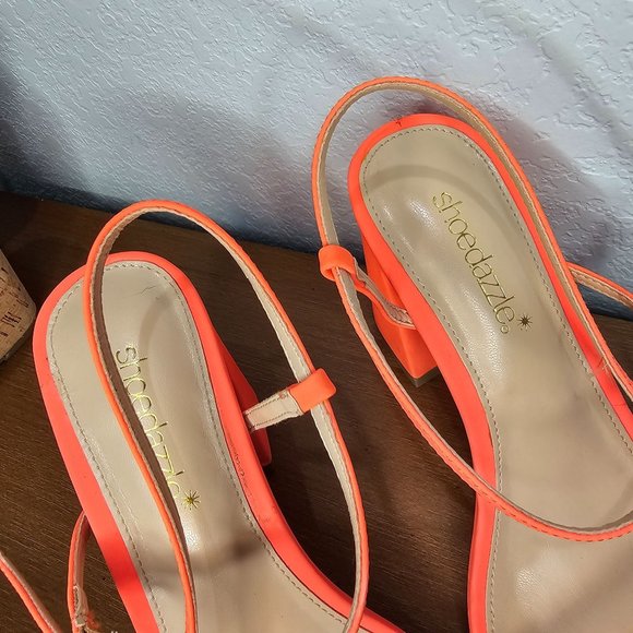 Neon Orange Ankle Strap heels size 7.5 - Picture 6 of 12